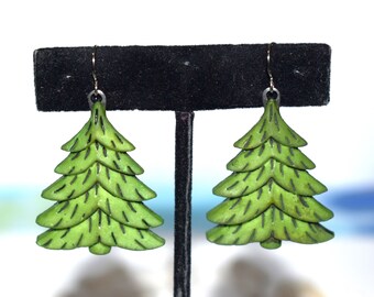 Green Tree Earrings, Arbor Day Earrings, Tree Jewelry, Nature Earrings, Christmas Tree Earrings, Tree Jewelry, Nature Jewelry, Plant, BE131