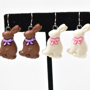 Chocolate Easter Bunny Earrings, White Chocolate Bunny Earrings, Rabbit Earrings, Easter Earrings, Easter Jewelry, Spring Earrings, BE19