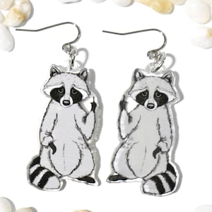Raccoon Earrings, Gray Raccoon Charm Earrings, Woodland Animal Earrings, Forest Animal Earrings, Raccoon Jewelry, I Love Raccoons, BE146