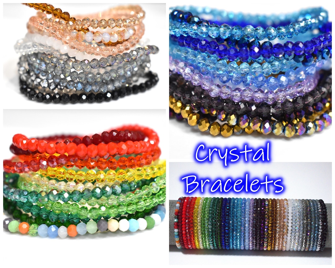 4mm Crystal Stretch Bracelet, Sparkly Crystal Beaded Bracelet, Buy ...