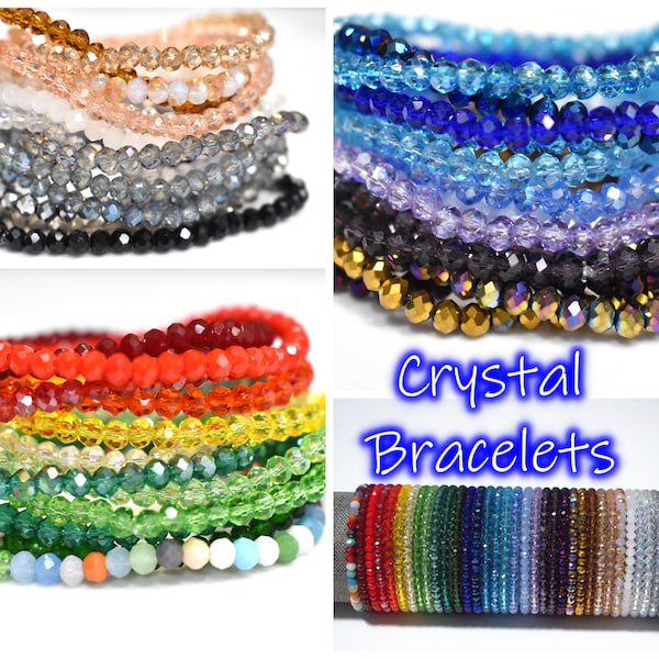 4mm Crystal Stretch Bracelet, Sparkly Crystal Beaded Bracelet, Buy Single Bracelet or Custom Set, Stackable Bracelet, Elastic Bracelet, SB59