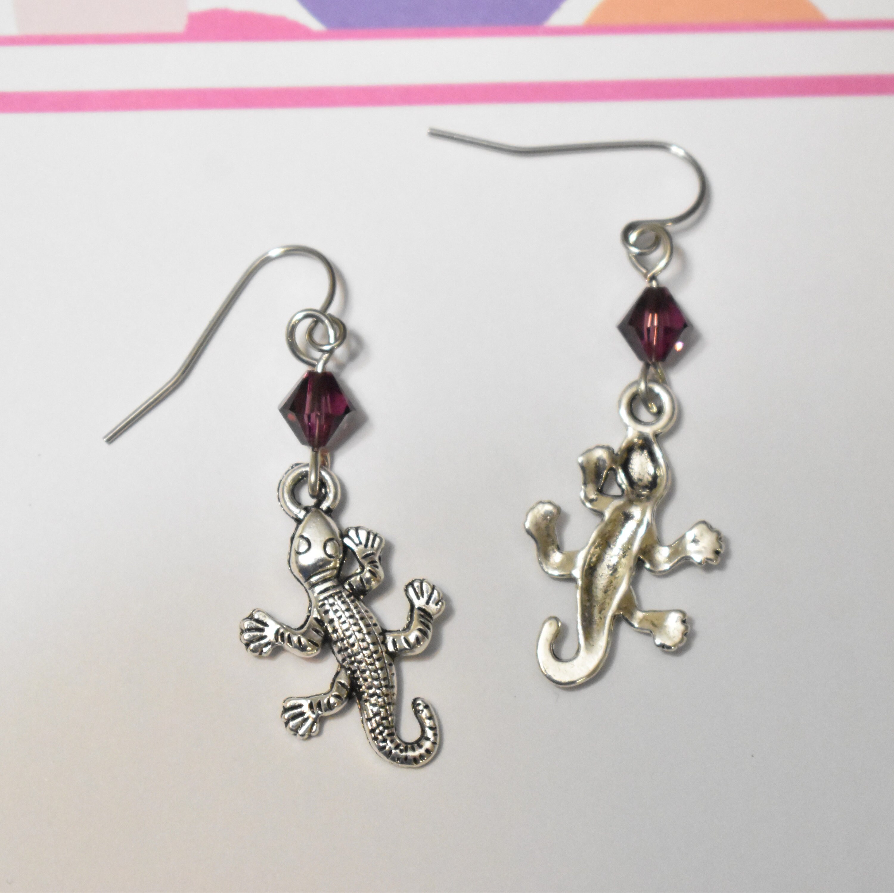 Lizard Charm Earrings Lizard Earrings Silver Animal Etsy