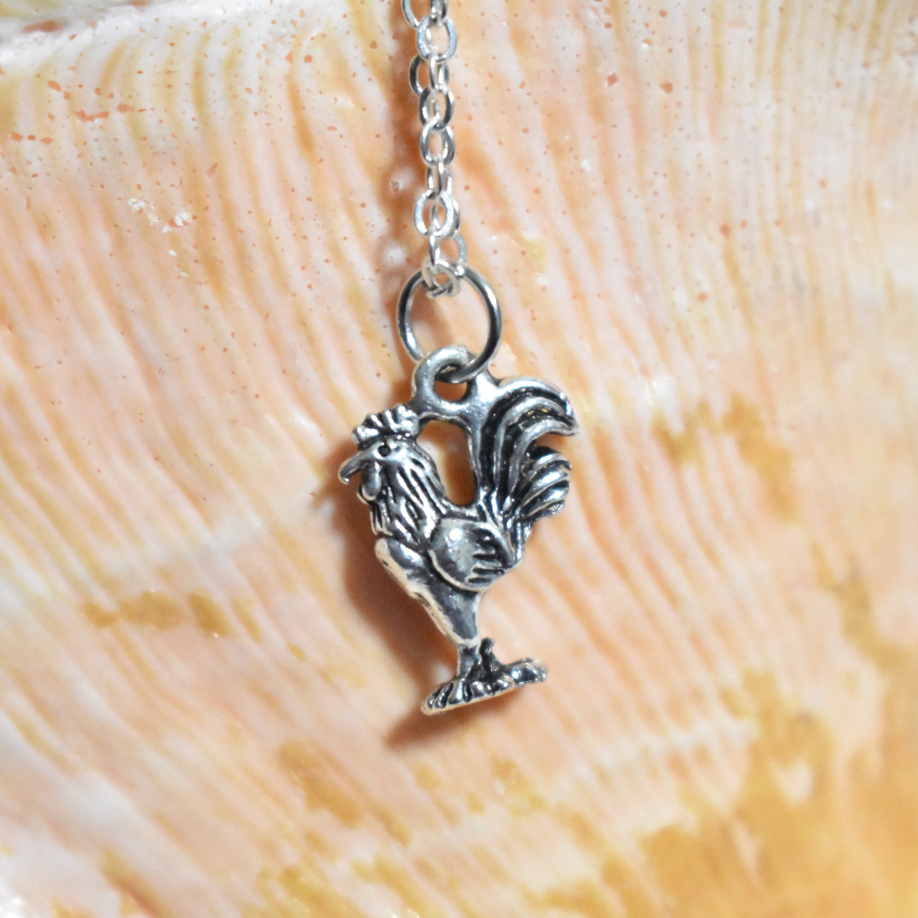 Rooster Necklace Rooster Charm Necklace Animal Necklace Etsy