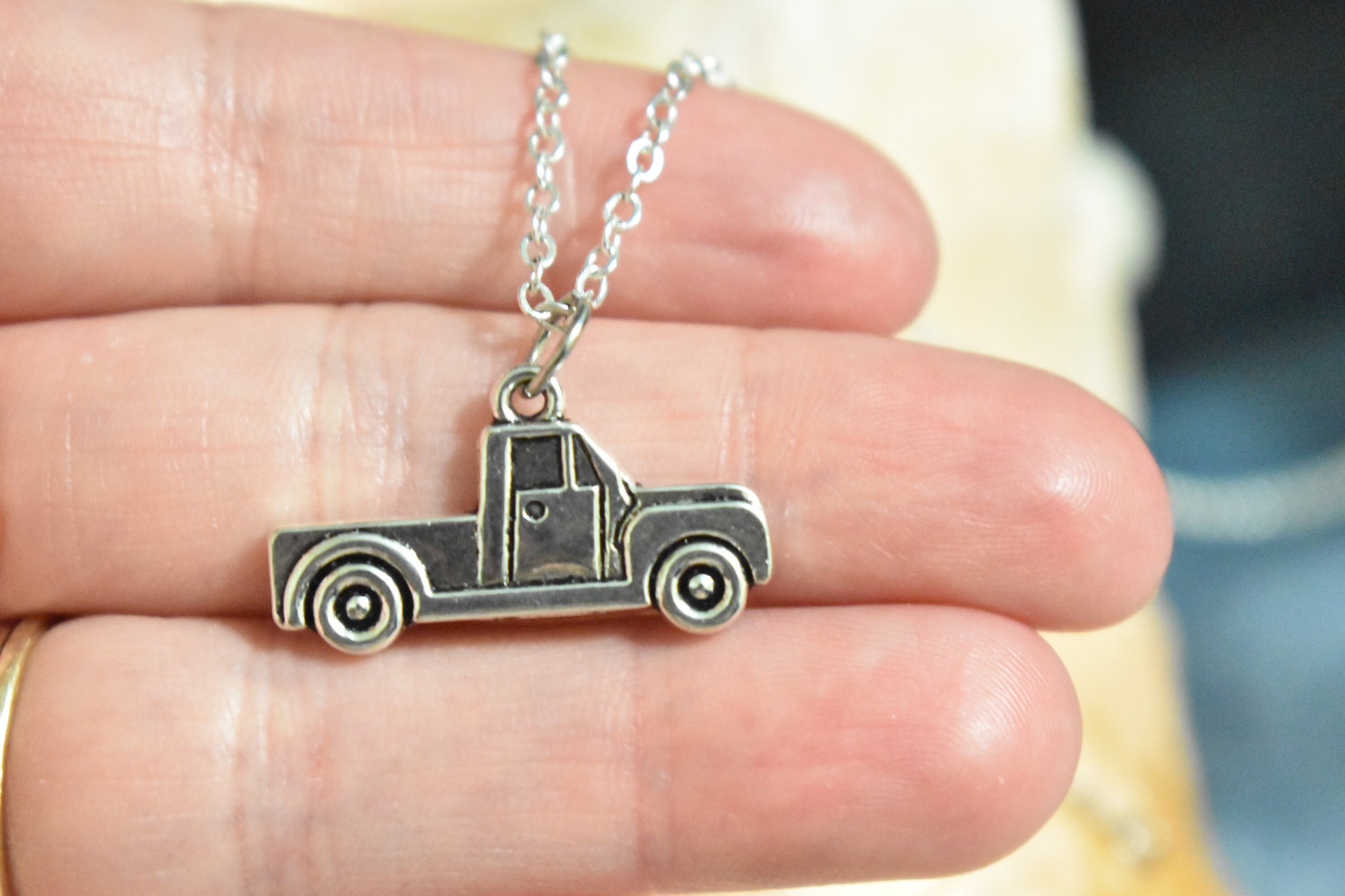 Truck Necklace Truck Charm Necklace Silver Chain Car Charm Etsy