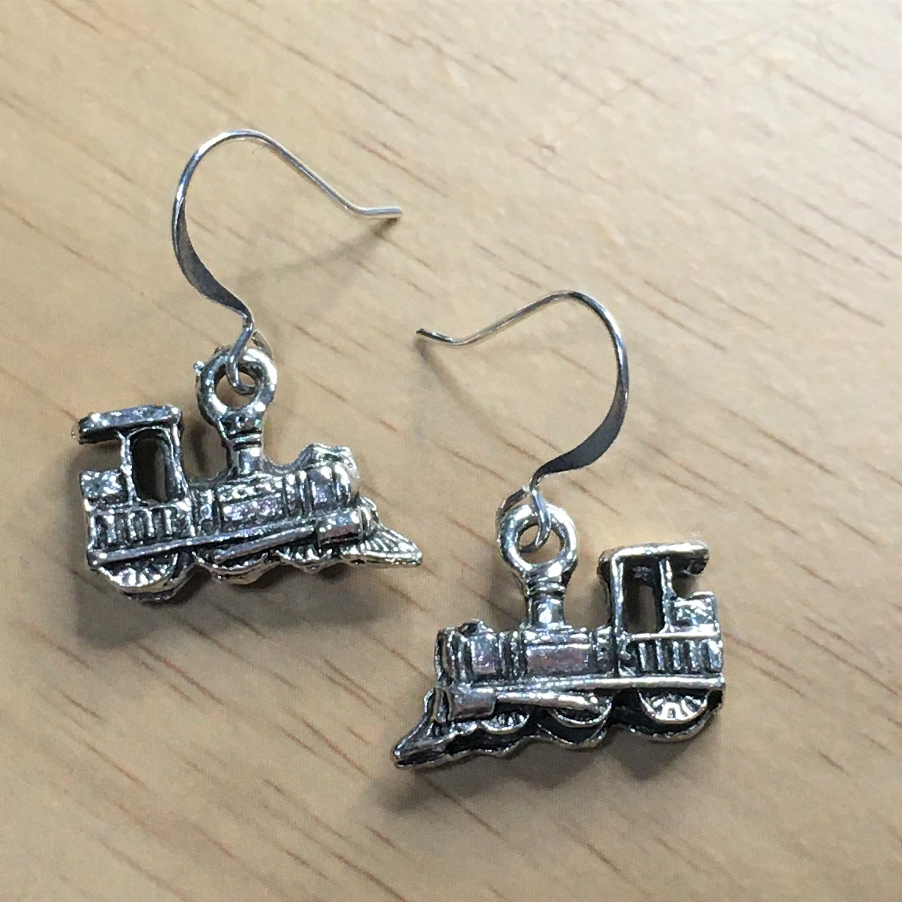 Train Charm Earrings Train Earrings Railroad Earrings Bon Etsy