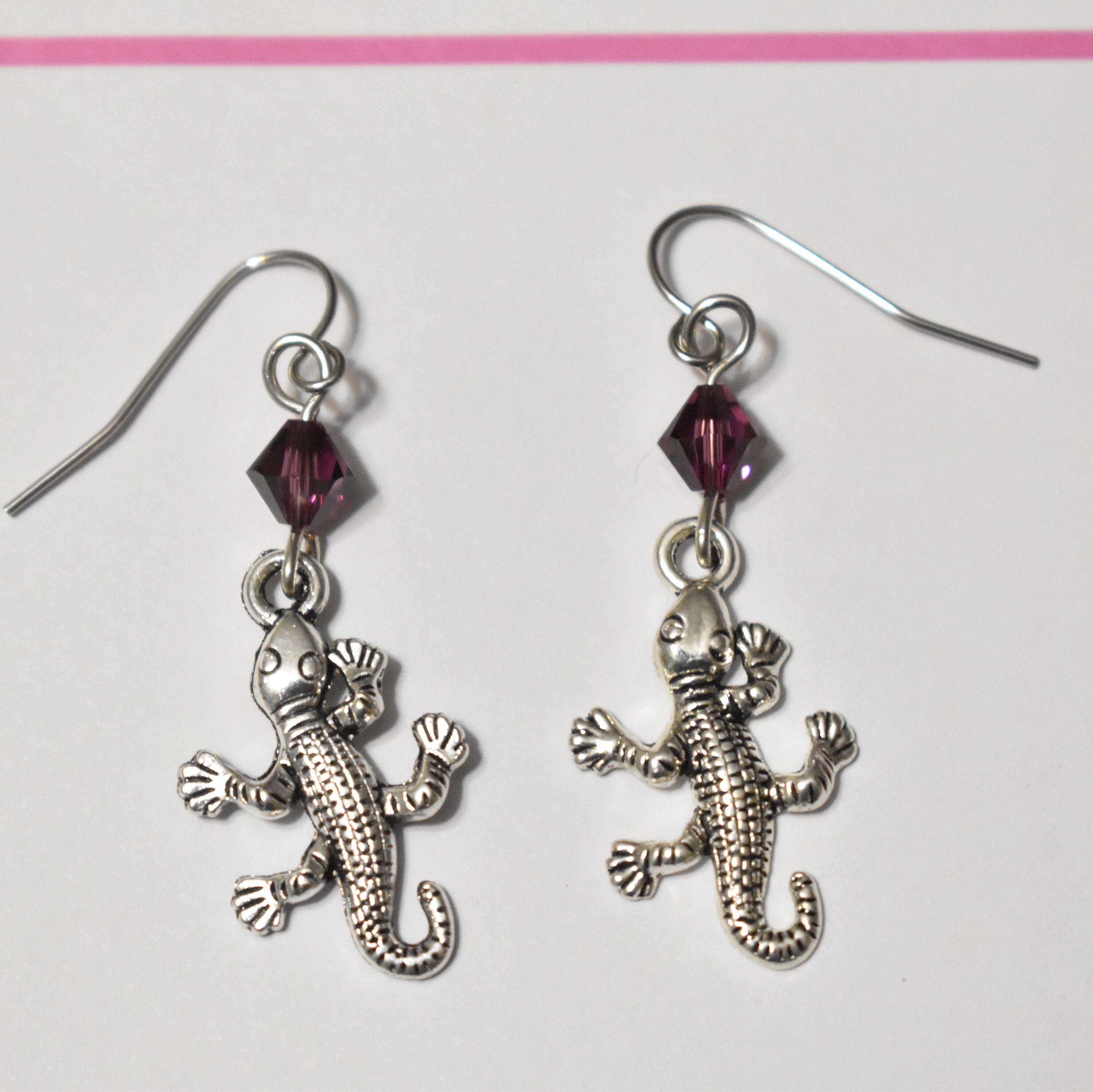 Lizard Charm Earrings Lizard Earrings Silver Animal Etsy