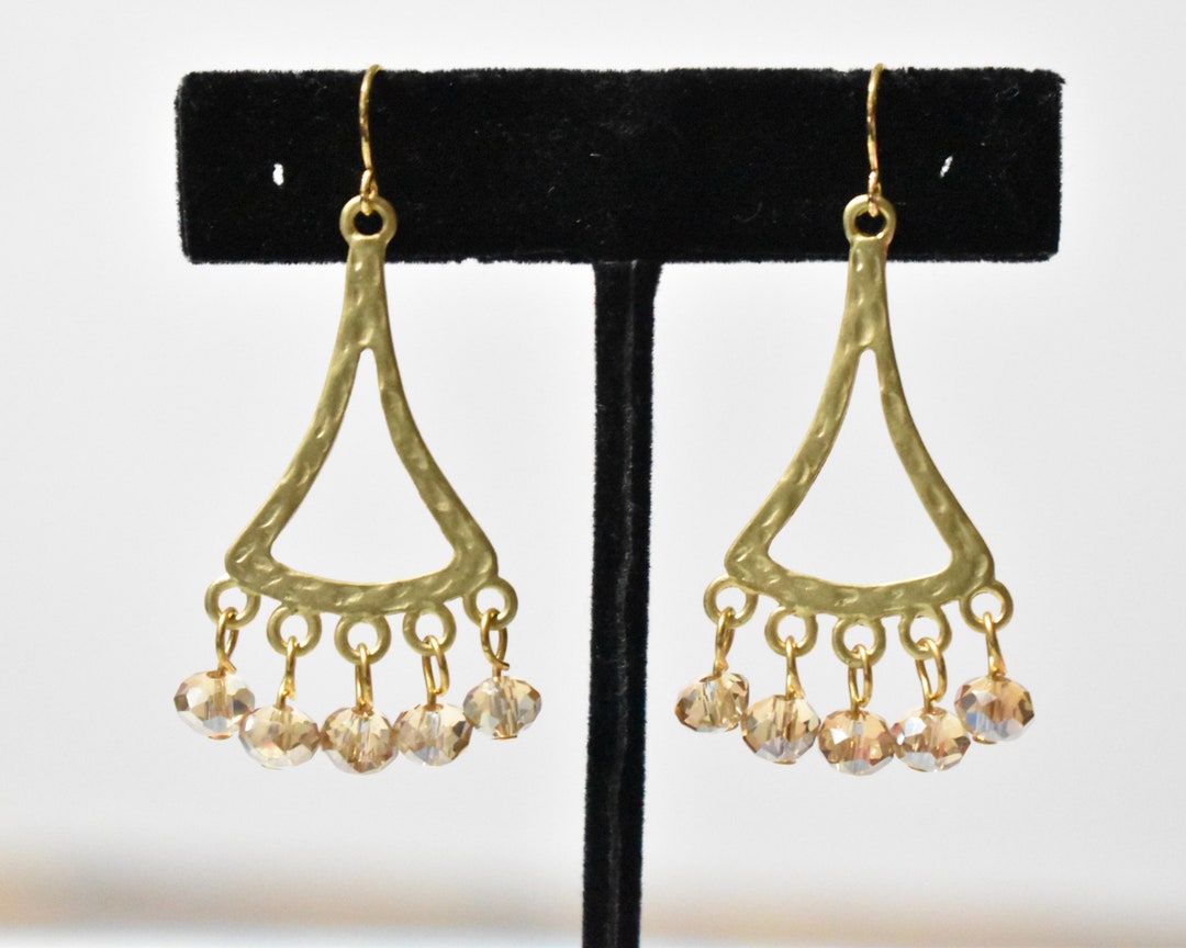 Gold Chandelier Earring Gold Crystal Earring Gold Earrings Etsy