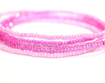 Pink Bracelet Set, 11/0 Seed Bead Bracelets, 5 Bracelet Set, Stackable Bracelets, Beaded Stack Bracelets, Stretchy Seed Bead Bracelets, SB38