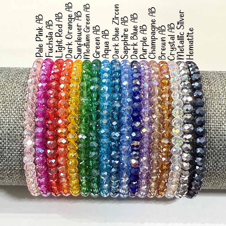 4mm Crystal Stretch Bracelet, Sparkly Crystal Beaded Bracelet, Buy Single Bracelet or Custom Set, Stackable Bracelet, Elastic Bracelet, SB61 image 4