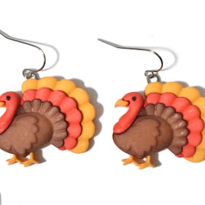 Brown Turkey Earrings, Thanksgiving Earrings, Fall Earrings, Autumn Earring, Turkey Jewelry, Thanksgiving Jewelry, Farm Animal Earring, BE14