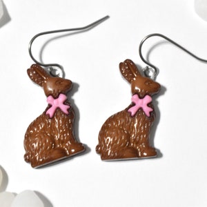 Chocolate Bunny Earrings - Brown or White Chocolate Rabbit - Easter Bunny Earrings - CE329