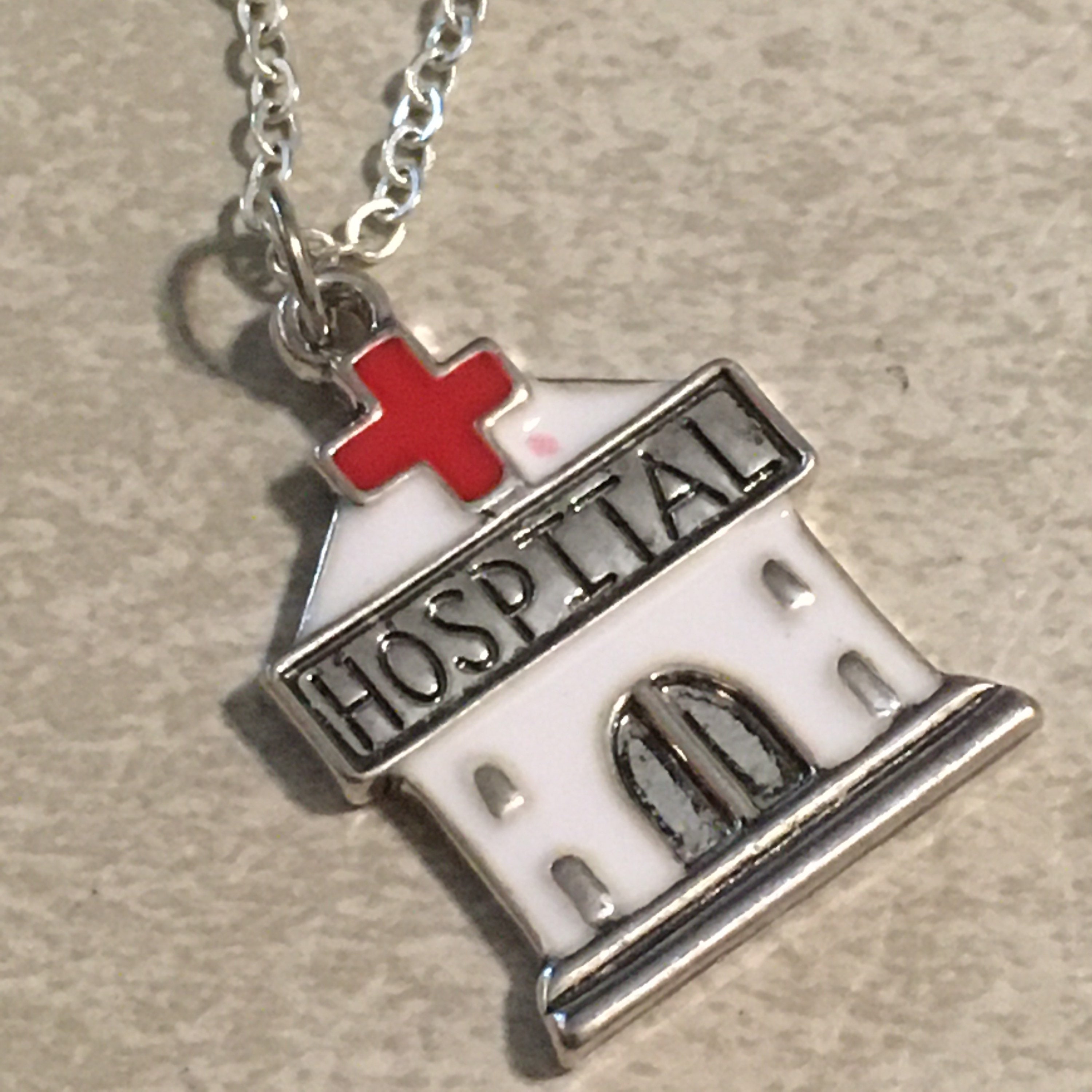 Hospital Charm Necklace Silver Chain Hospital Jewelry | Etsy