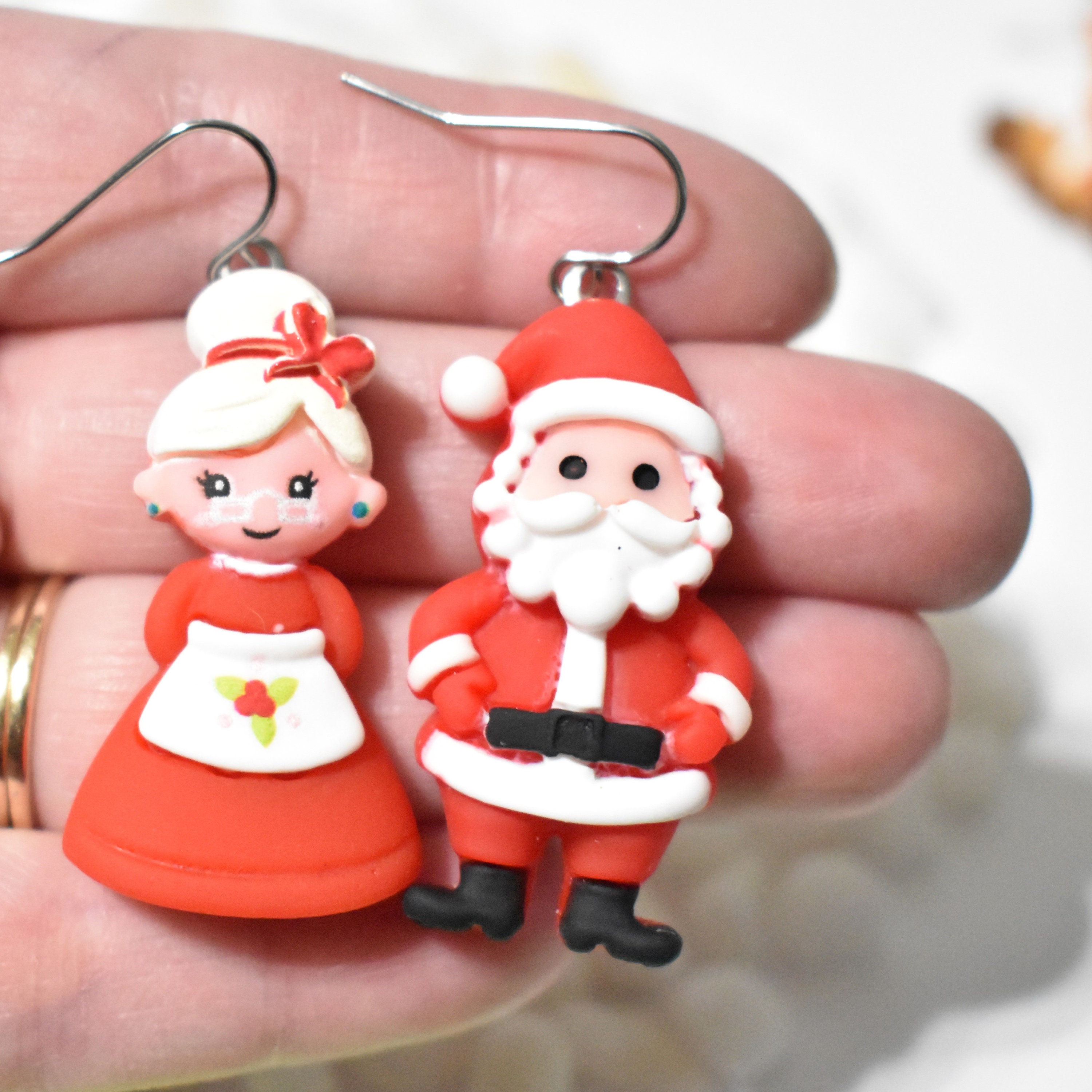 Santa Mrs. Claus Earrings Red Santa Claus Earrings Santa
