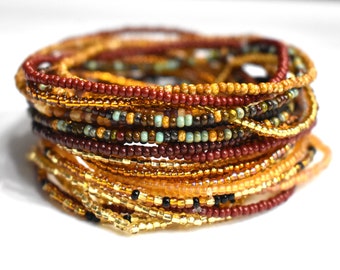 Bracelets marron personnalisés, bracelets de perles de rocaille 11/0, bracelets en or, bracelets topaze, bracelets minimalistes, acheter un bracelet ou un ensemble, SB57