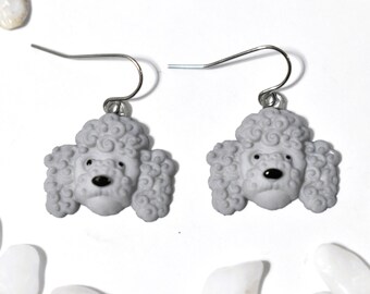 Gray Dog Earrings, Dog Jewelry, Animal Earrings, Dog Lover Gift Idea, I Love Dogs, Lightweight Grey Dog Head Earrings, CE933
