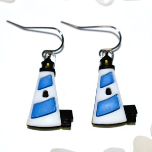 Lighthouse Earrings, Lighthouse Jewelry, Beach Jewelry, Beach Earrings, Summer Earrings, Ocean Earrings, Sea Earrings, Coastal Earring, BE64