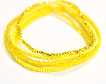 Yellow Bracelet Set, Seed Bead Bracelets, 11/0 Seed Bead Stretch Bracelets, 5 Bracelet Set, Stackable Bracelets, Beaded Stack Bracelets, SB1