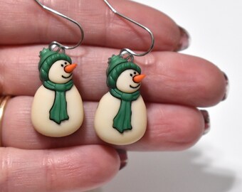 Snowman Earrings, Snowman Jewelry, Christmas Earrings, Winter Earrings, Snow Earrings, I Love Snowmen, Snowman Lover Gift Idea, BE207