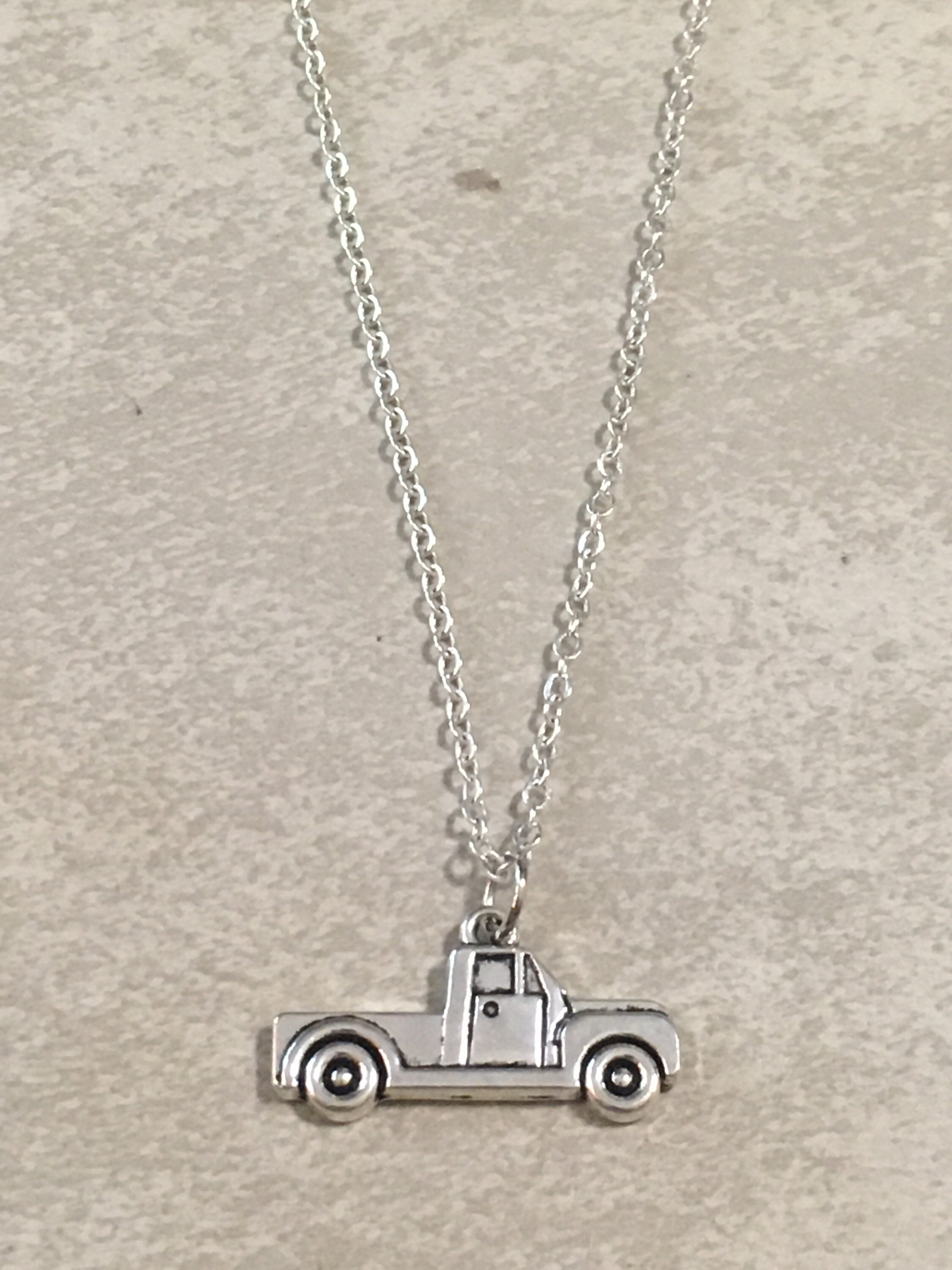 Truck Necklace Truck Charm Necklace Silver Chain Car Charm Etsy