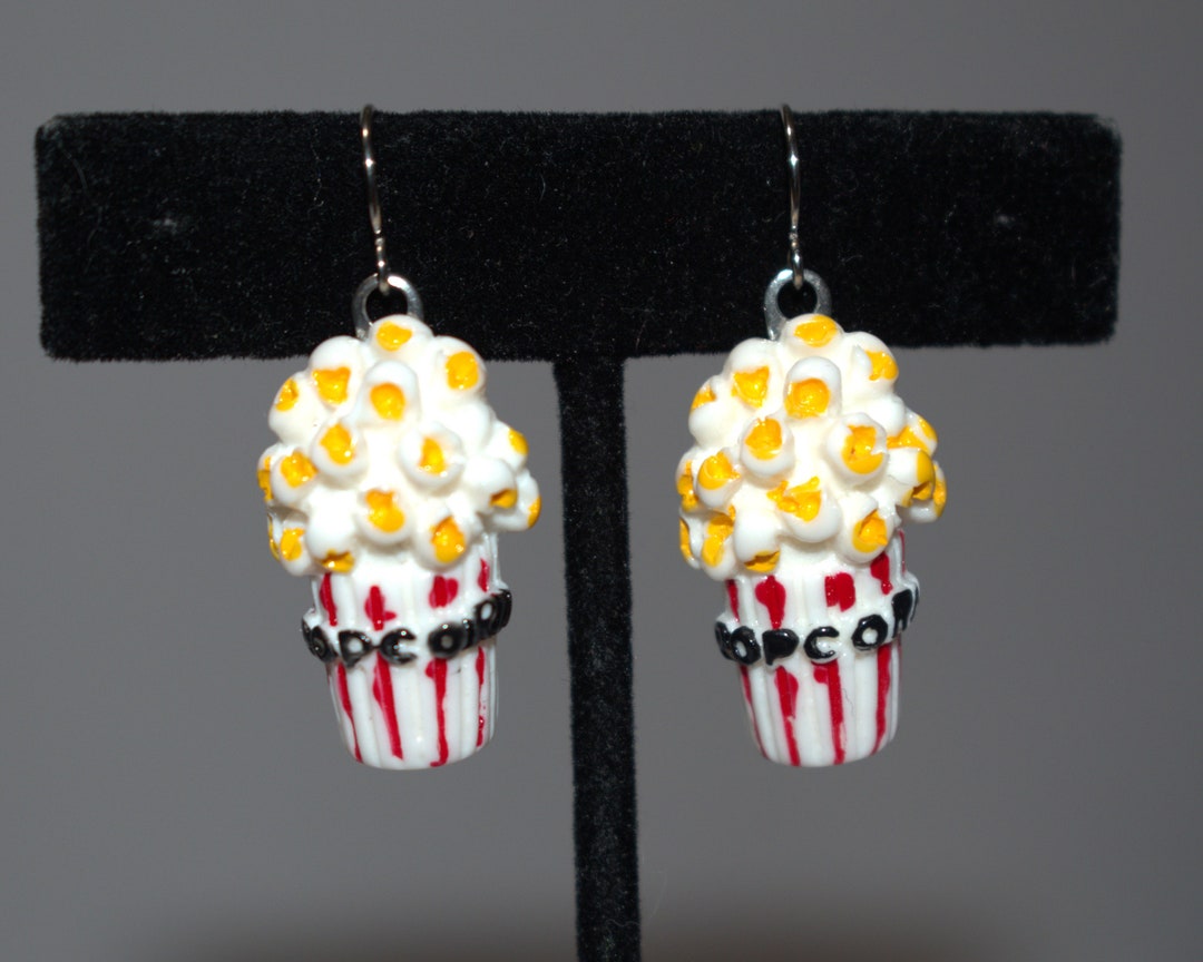 Popcorn Earrings Snack Earrings Food Earrings Movie Etsy