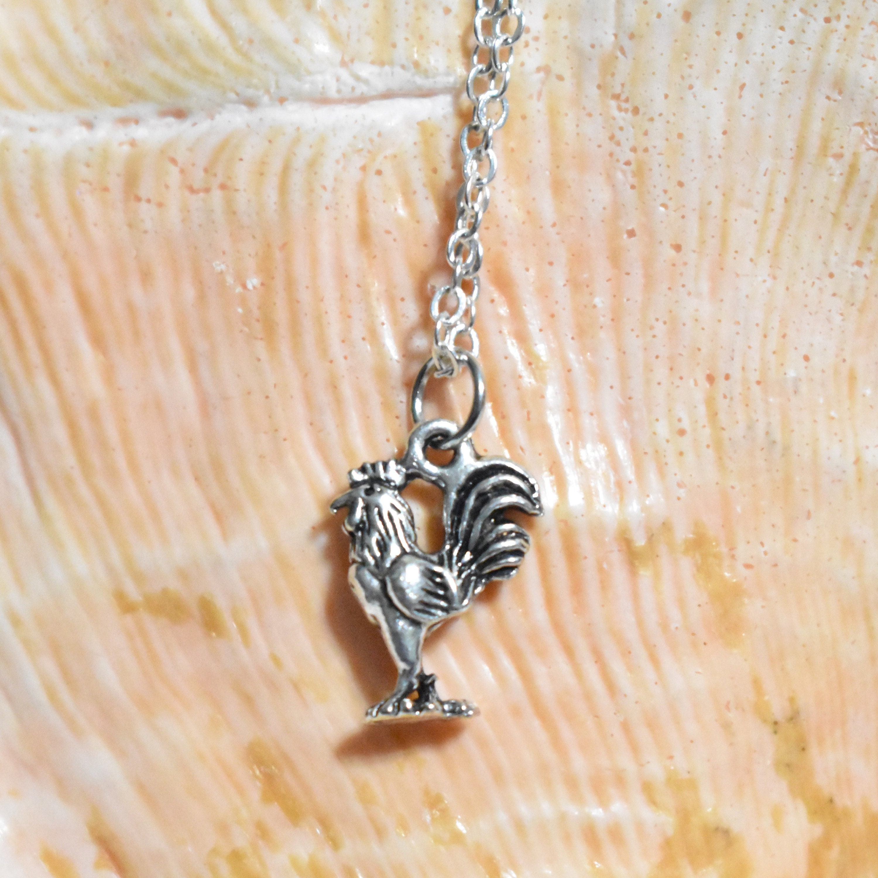 Rooster Necklace Rooster Charm Necklace Animal Necklace Etsy