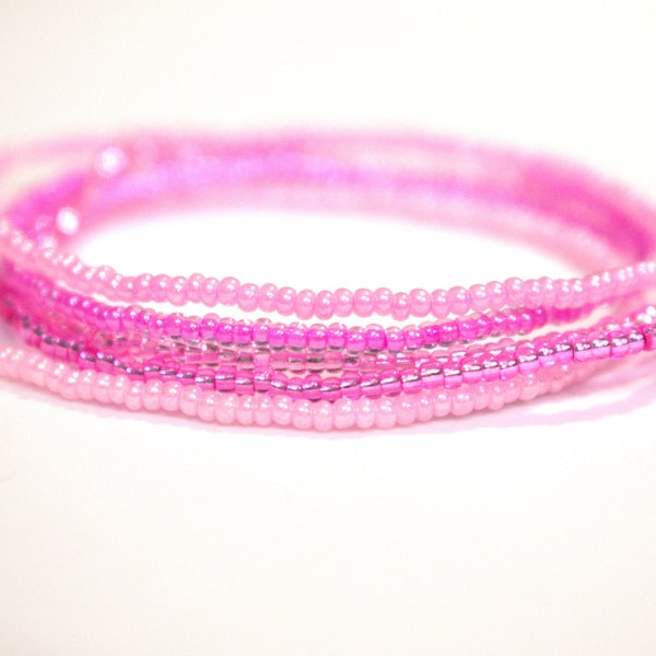 Pink Bracelet Set, 11/0 Seed Bead Bracelets, 5 Bracelet Set, Stackable Bracelets, Beaded Stack Bracelets, Stretchy Seed Bead Bracelets, SB38