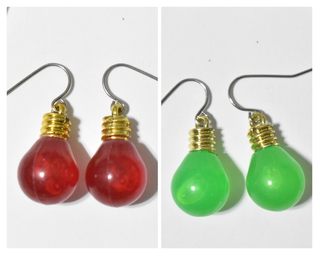 Christmas Light Bulb Earrings, Christmas Tree Lights Earring, Christmas Lights Earring