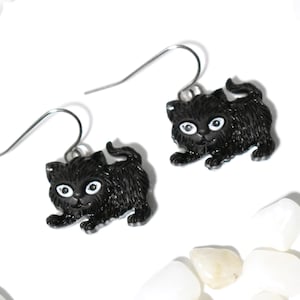 Black Cat Earrings, Black Cat Jewelry, I Love Cats, Kitten Earrings, Halloween Earrings, Animal Earrings, Cat Lover Gift, I Love Cats, CE911