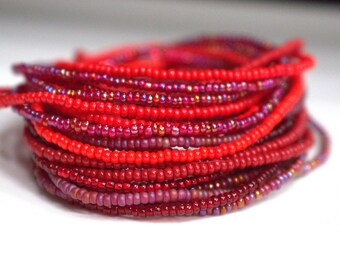 Custom Red Bracelets, 11/0 Seed Bead Bracelet, Ruby Bracelet, Garnet Bracelet, Minimalist Stack Bracelets, Buy Single Bracelet or Set, SB55
