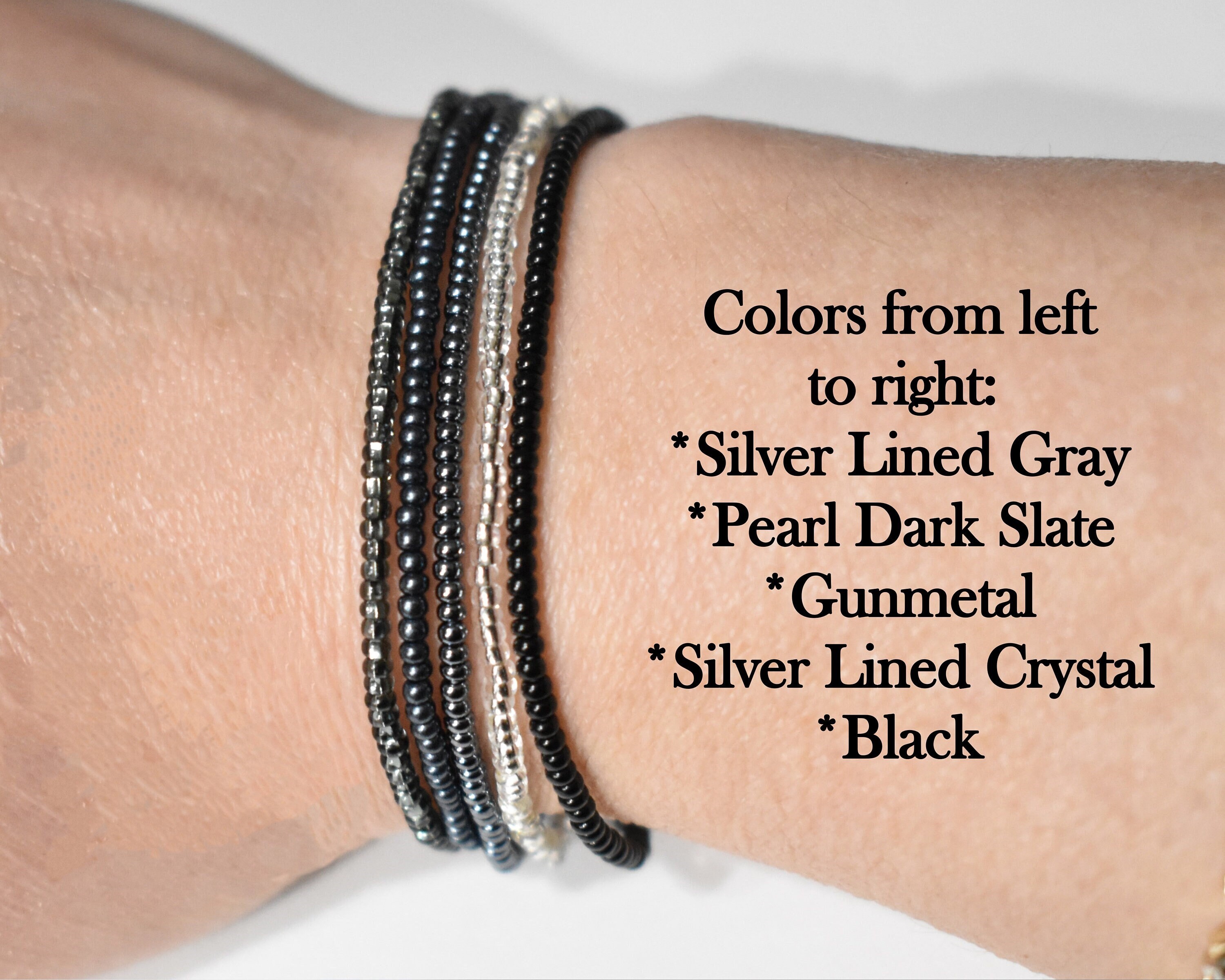 Black Bracelet Set 11 0 Seed Bead Stretch Bracelets 5 Bracelet Set Stackable Bracelets Beaded Stack Bracelets Seed Bead Bracelet SB2 Etsy