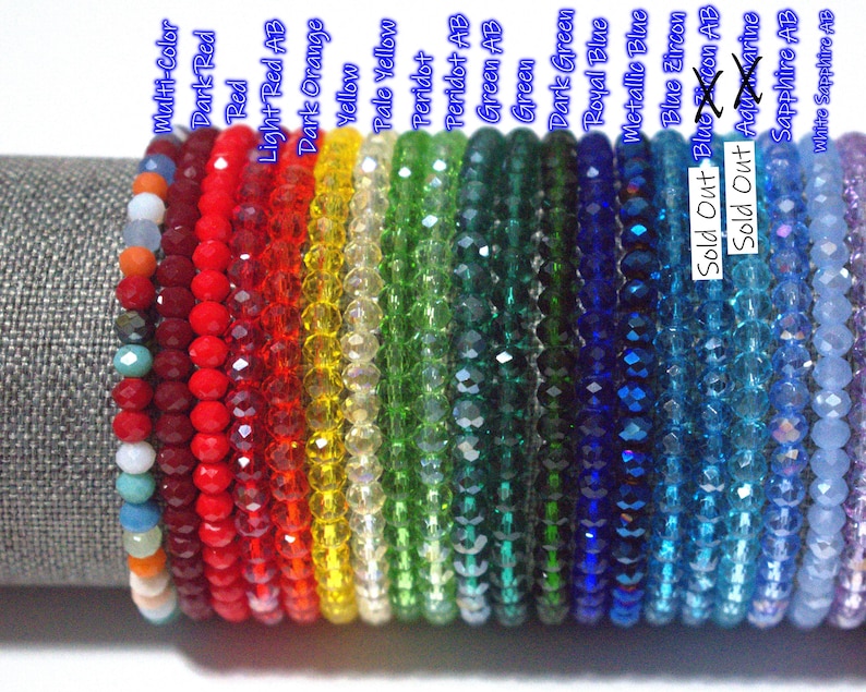 4mm Crystal Stretch Bracelet, Sparkly Crystal Beaded Bracelet, Buy Single Bracelet or Custom Set, Stackable Bracelet, Elastic Bracelet, SB61 image 2