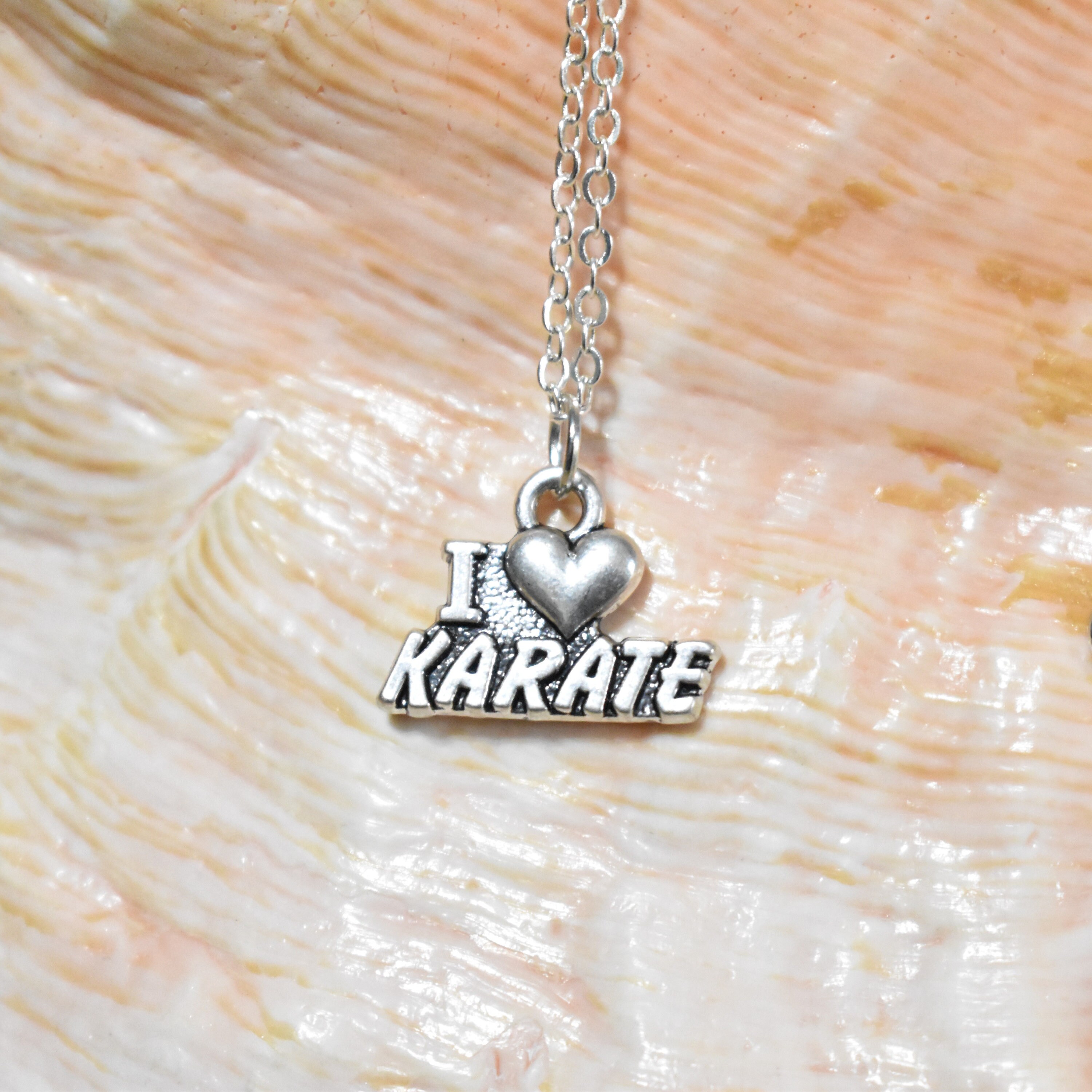 I Love Karate Necklace Karate Charm Necklace Karate Pendant Etsy