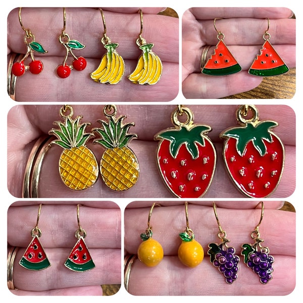 Fruit Earrings, Pineapple Earrings, Strawberry Earrings, Grapes Earrings, Watermelon Earrings, Banana Earrings, Cherry Earring, Orange, SC40