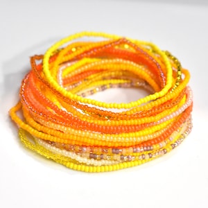 Custom Orange & Yellow Bracelets, 11/0 Seed Bead Bracelet, Orange Bracelet, Minimalist Bracelets, Buy Single Bracelet or Custom Set, SB56