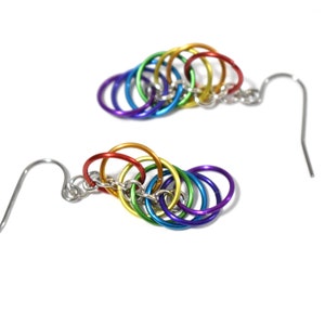 Rainbow Earrings, Rainbow Jump Ring Earrings, Rainbow Chainmaille Earrings, Rainbow Chain Mail Earring, Colorful Loop Earrings, CM19