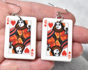 Playing Card Earrings, Game Night Earrings, King Earrings, Gamble Earrings, Casino Earrings, Queen of Hearts, Joker Earrings, Jack, BE123