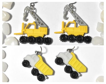 Construction Vehicle Earrings, Crane Earrings, Dump Truck Earring, Construction Earrings, Yellow Truck Earrings, Truck Jewelry, CE698