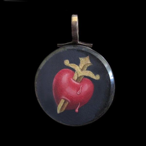 Heart & Dagger in 9K Gold Antique Locket