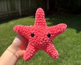 かぎ針編みのヒトデのぬいぐるみ｜手作りの海の生き物ぬいぐるみ｜あみぐるみの海の生き物ギフト