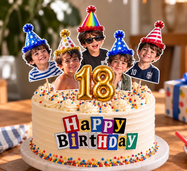 Personalized Photo Cake Topper, Custom Face Cake Toppers With Party ...
