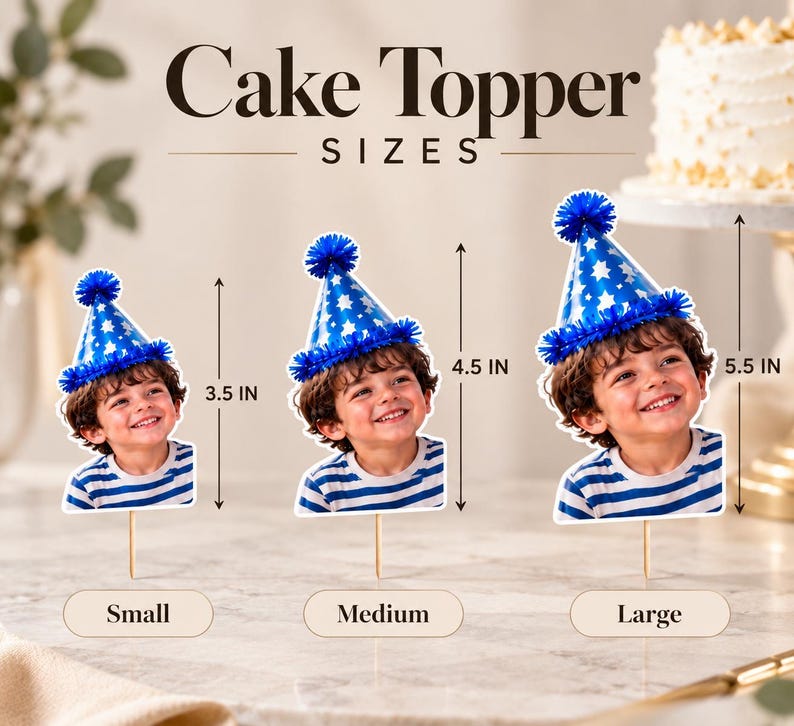 Personalized Photo Cake Topper, Custom Face Cake Toppers With Party ...