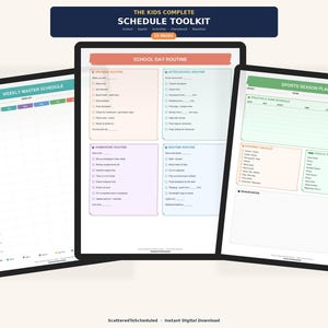 Planificador de horarios para niños imprimible / Organizador de actividades deportivas escolares / Rastreador de rutinas de tareas / Planificador de transporte compartido / Planificador para mamás ocupadas / PDF
