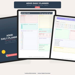 ADHS Tagesplaner Printable | Neurodianer Planer PDF | Brain Dump, Zeitblock, Stimmungs-Tracker | ADHS Geschenk | Digitaler Download
