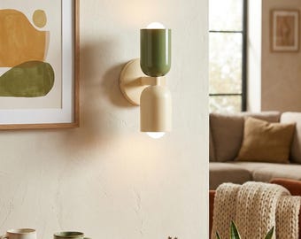 Kleurrijke wandlamp in mid-century modern stijl, Scandinavische macaron pilvormige wandlamp voor de woonkamer, minimalistische nachtlamp, art-deco halverlichting