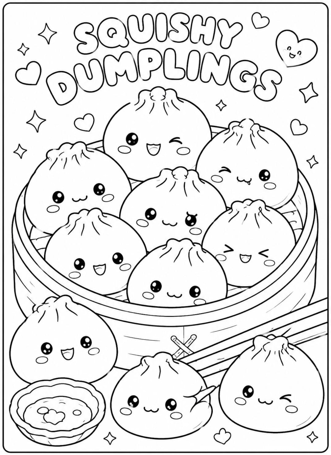 Viral Dumpling Coloring Sheet