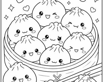 Hoja para colorear de dumplings virales