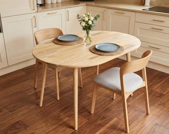 Massief houten eettafel, moderne boerderij keukentafel, rustieke eetkamertafel, aangepast formaat houten tafel, minimalistische Scandinavische eetkamer