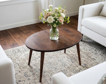 Handmade Wood Coffee Table Modern Living Room Center Table Rustic Walnut Coffee Table Minimal Minimalist Mid Century Furniture, End Table