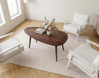 Massief houten salontafel, handgemaakte moderne salontafel, rustieke boerderijtafel, woonkamertafel, minimalistische salontafel uit het midden van de eeuw