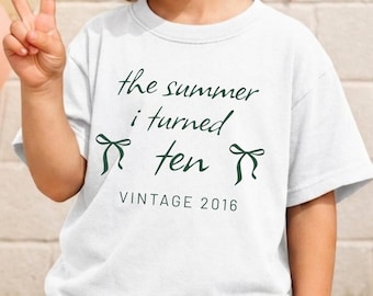 Comfort Colors® Custom 10th Birthday T-shirt: The Summer I Turned 10, Birthday Bow Shirt, 10 Year Old Birthday Girl Tee, Gift For Daughter